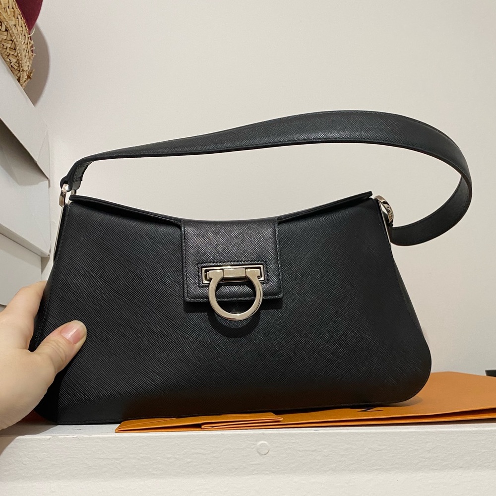 Authentic Salvatore Ferragamo Gancini Shoulder Bag
